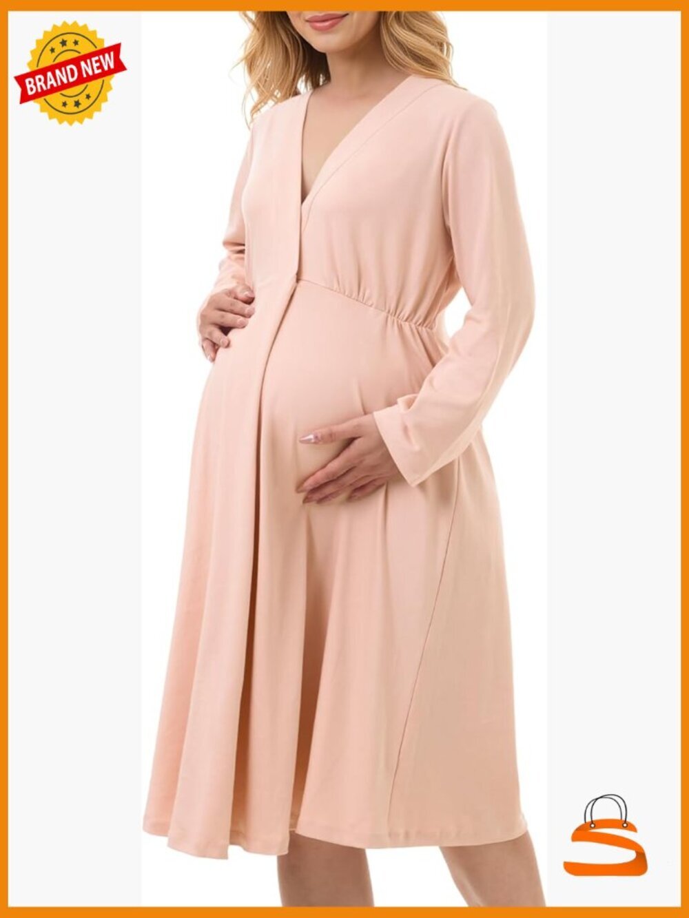 Nursing Maternity Nightgown Long Sleeve Breastfeeding Labor & Delivery